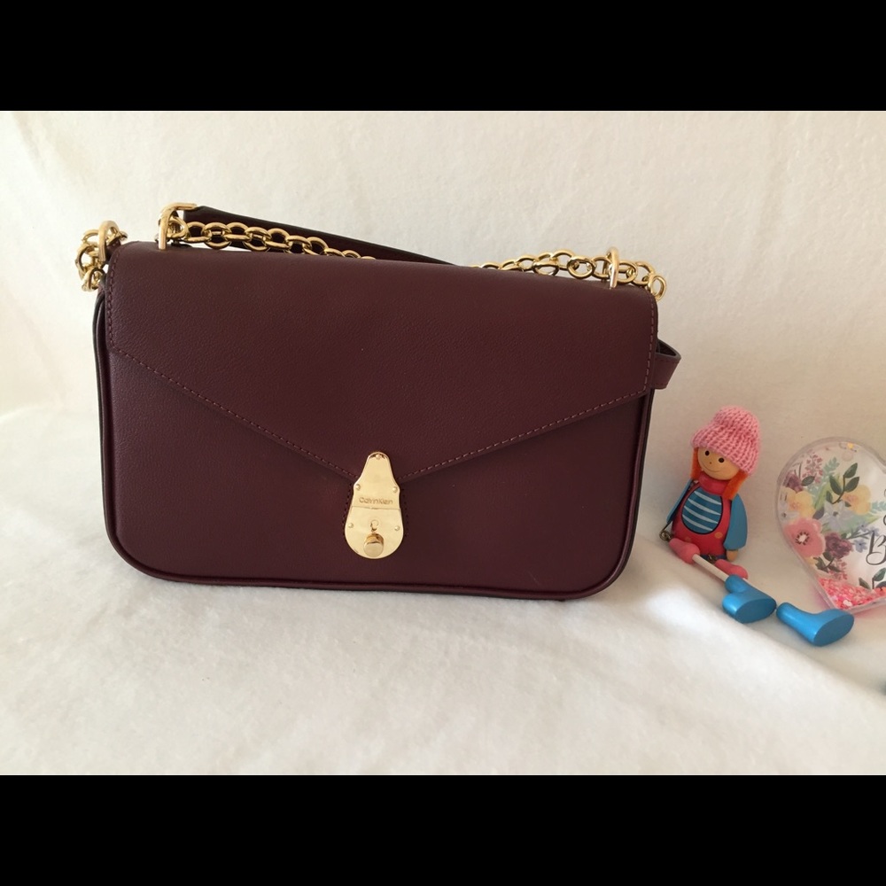 Calvin Klein Lock Daytonna Leather Flap Handbag - Picture 3 of 12